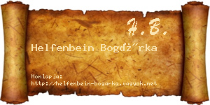 Helfenbein Bogárka névjegykártya